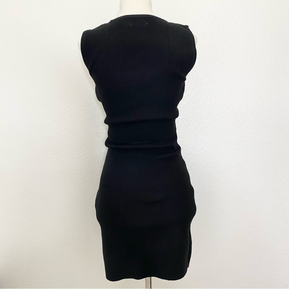 Black Ribbed Mini Dress - Picture 2 of 5